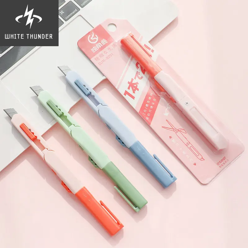 2 In 1 Color Portable Utility Knife Kawaii Multifunctional Paper Cutter Cutting Paper Scissors For Kids DIY Tools School Supplie