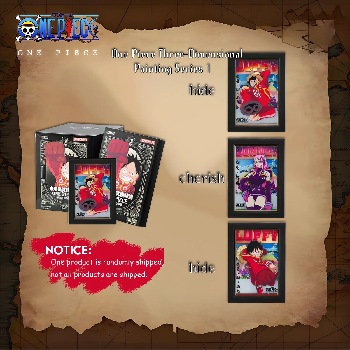 1pc Officially ONE PIECE 3D Art Panel Series 1 Blind Box - Contains Hidden Edition Designs - Collectible Display and Gift
