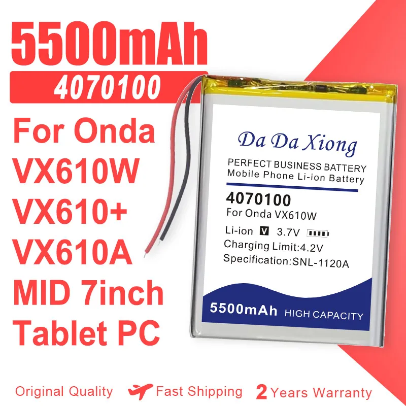 

DaDaXiong 5500mAh 4070100 Tablet Battery for Onda VX610W VX610+ VX610A MID 7inch Tablet PC + Toolc