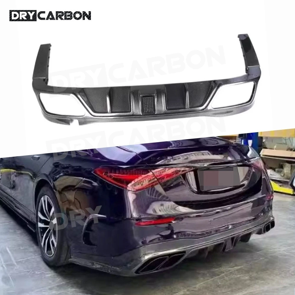 

Dry Carbon Fiber Rear Diffuser Lip Spoiler with LED Rear Splitters Body Kits FRP for Benz S Class W223 S450 S500 Sport 2021-2023