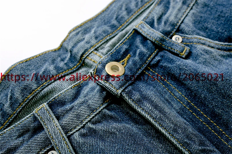 Washed Blue Wtaps Jeans Pants Men Women 1:1 Top Quality Vintage Trousers