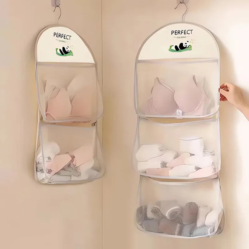 For Home Hanging Storage Bag Visible Mesh Storage Bag Kitchen Bedroom Sundries Intimates Socks Storage Mesh Bag