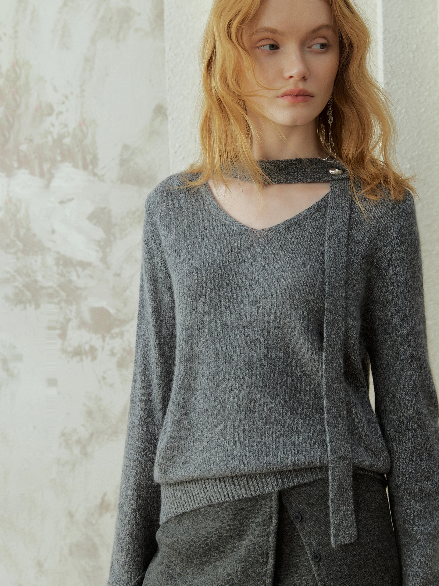 

Вязаный свитер Oz с V-образным вырезом и цветочным узором, свободный крой, для женщин, осень-зима, 4 цвета, мягкий, в стиле ретро, с длинными рукавами