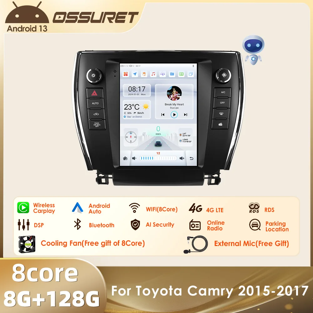 For Toyota Camry 2015-2017 with GPS Navigation Radio Video Car Stereo Multimedia Player Support Wireless Carplay Android Auto