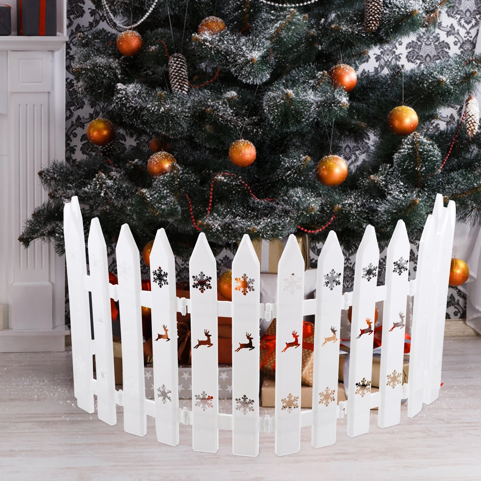 

10pcs Christmas Tree Fences Plastic Decorative Fences For Garden Home Wedding Party Xmas Tree Decor White Fence Small Garden