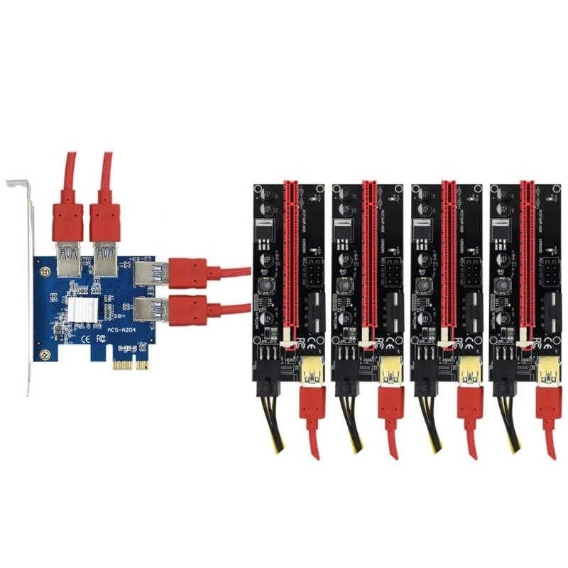 LX0B PCI-E Riser Card 009S PCI for Express Multiplier 1X to x16 to 4 USB Expans