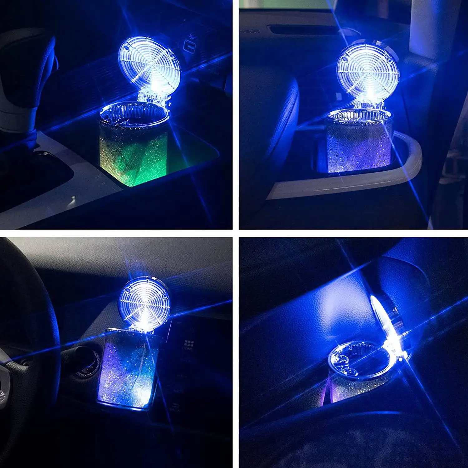 Car Portable Ashtray Car Ashtray With LED Light Cup Holder Ashtray With Color LED Light For Truck Office Home Car