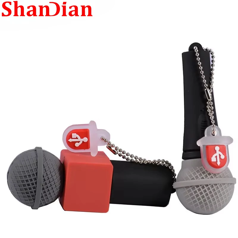 SHANDIAN Microphone USB Flash Drive 64GB Memory Disk Mic Speaker Model 4GB 8GB 16GB 32GB USB Stick Thumb/Car/Pendrive Key/creati