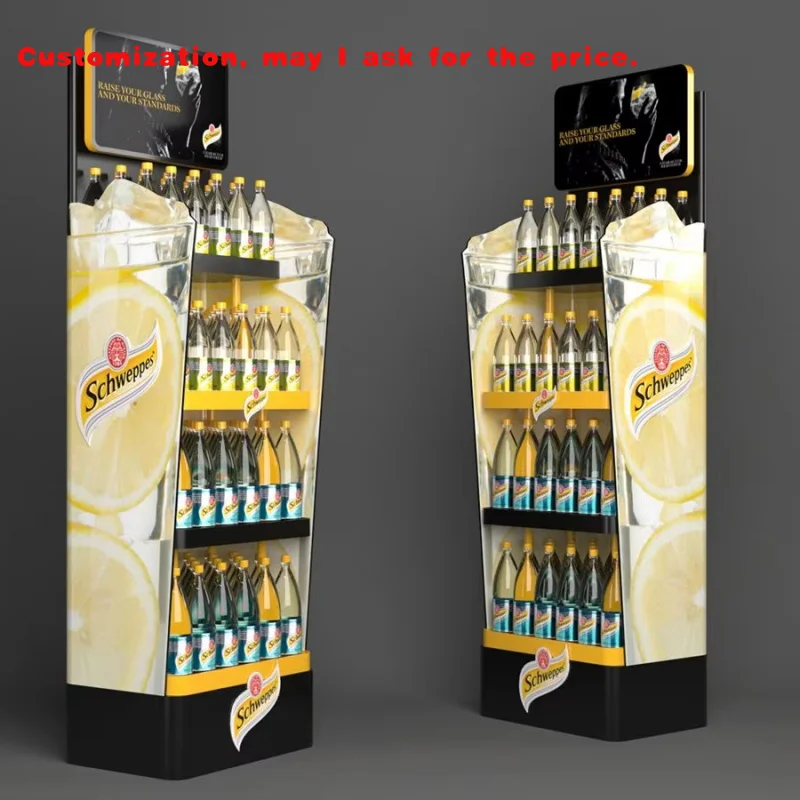 

custom.Durable Custom Metal Beverage Display Rack Retail Shops Bottled Wine & Drinks