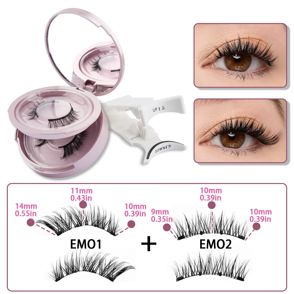 Magnetic Eyelashes 2 Pairs Magnetic False Eyelashes Kit with Tweezers Reusable Soft Faux Cils Fluffy Fake Mink Lashes Makeup Set