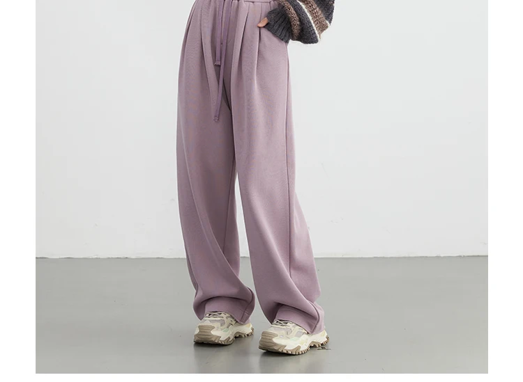 CHIC VEN Women's Pant Streetwear Solid Loose New Drawstring Sports Casual Trousers High Waisted Pants Autumn Winter 2025