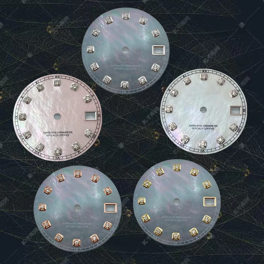 

28.5mm S Logo Fritillaria Diamond Dial Fit NH35/NH36/4R/7S Japanese Movement High-Quality Watch Modification Accessories