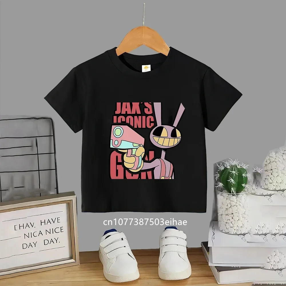 The Amazing Digitals Circus Cartoon Kids Cotton T-Shirt, Breathable Short Sleeve Tops, Boys Girls Outdoor Casual Summer Outfit