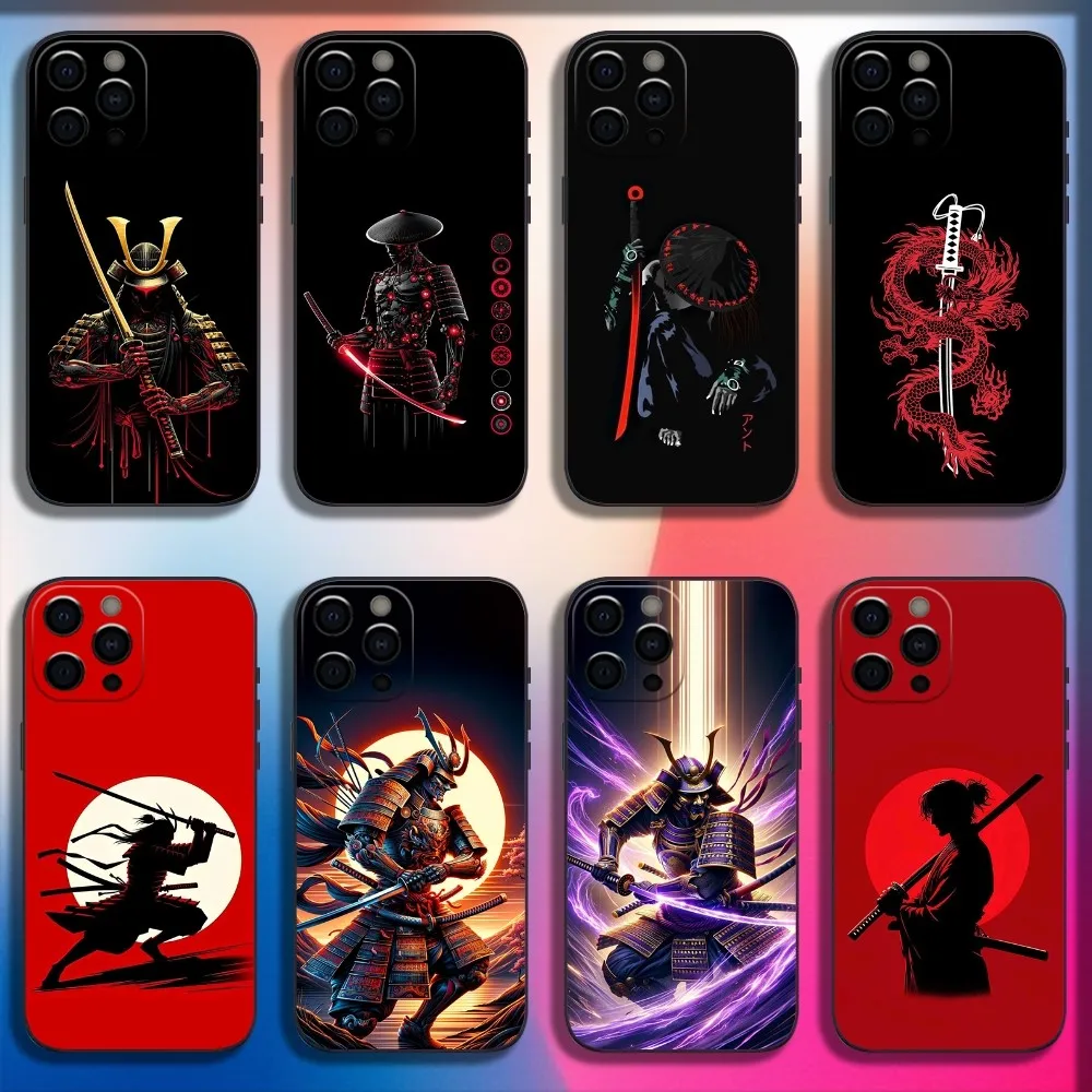 

Japanese Bushido Samurai Cool Phone Case For iPhone 16,15,14,13,12,11,Pro,X,XS,Max,XR,Plus,Mini Soft Black Cover