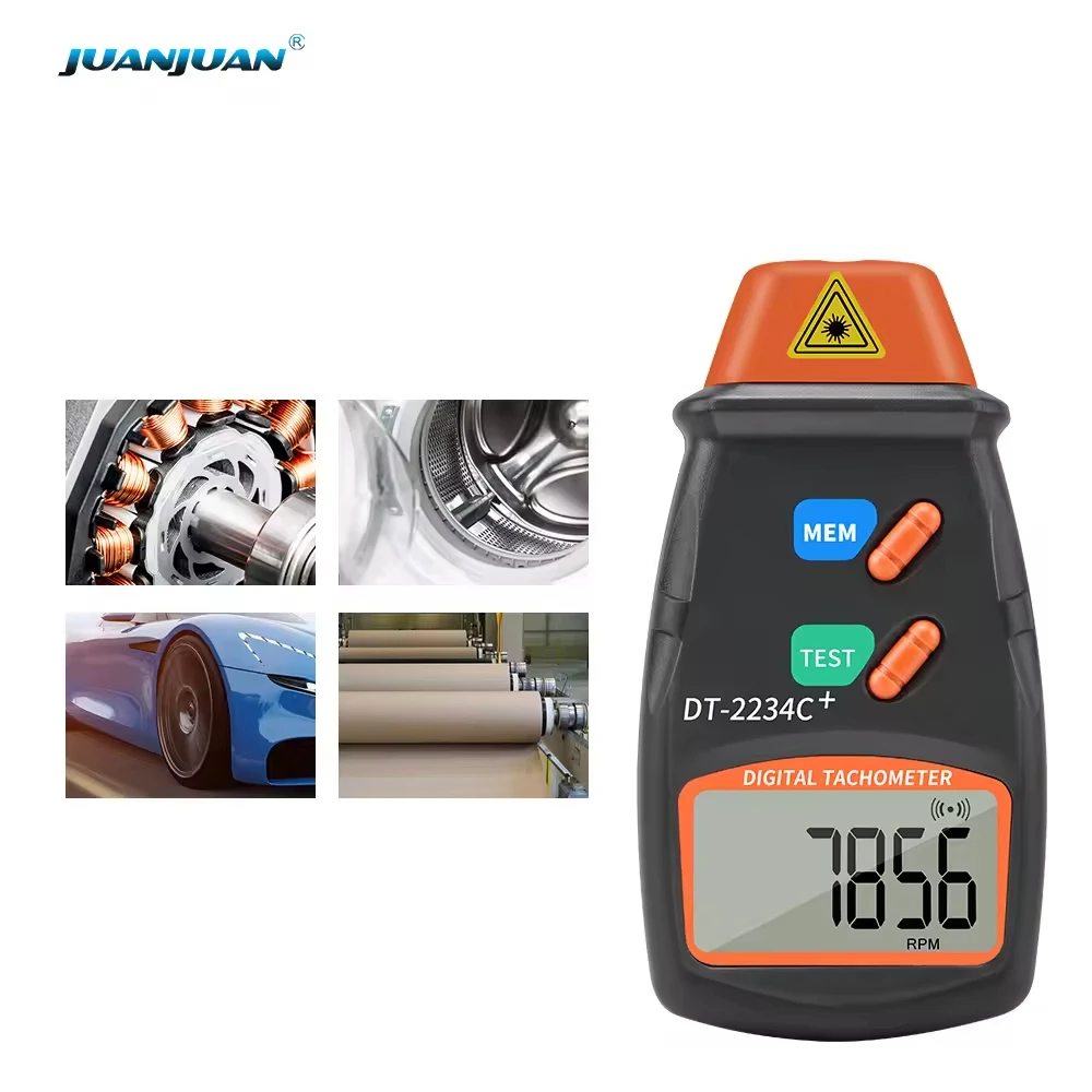 

Ручной цифровой лазерный тахометр, измеритель оборотов в минуту, бесконтактный двигатель, датчик скорости токарного станка DT2234C, тестер, скорость 2,5 об/мин-99999 об/мин