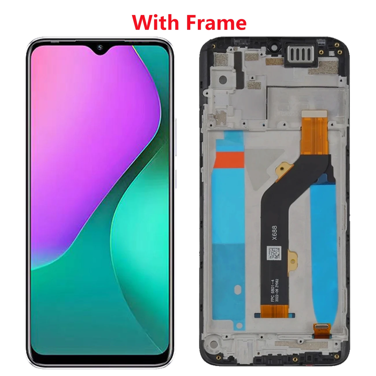 Pantalla For Infinix Hot 10 Play X688 LCD Display Full With Frame X688B X688C Screen Touch Digitizer Replacement RepairParts