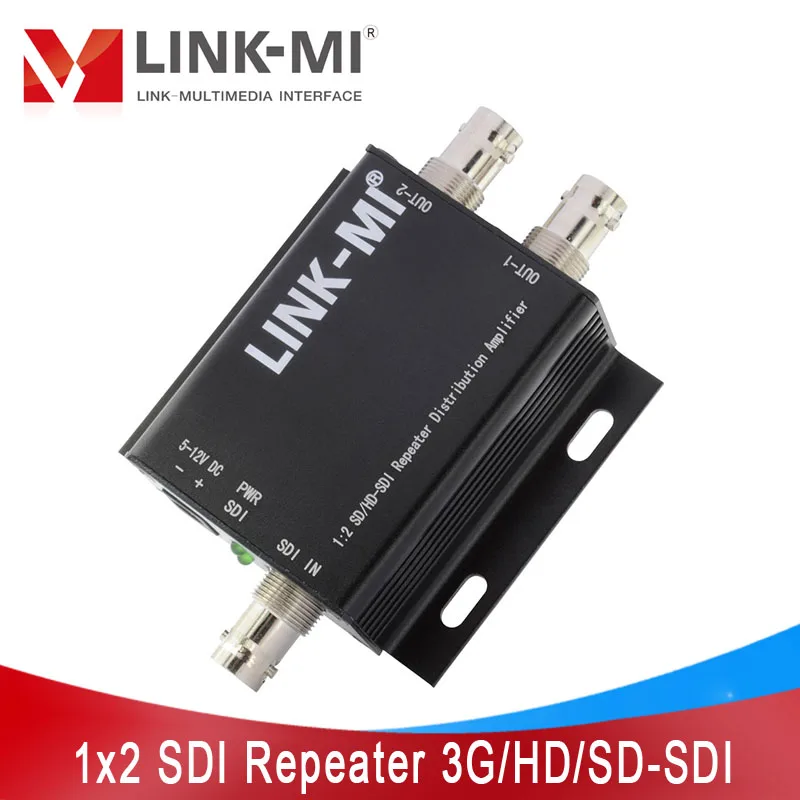 LINK-MI 1x2 SDI Splitter SD/HD-SDI/3G-SDI Signal Repeater Distribution Amplifier 300m 400m 1 in 2 out sdi converter 1080p SDI