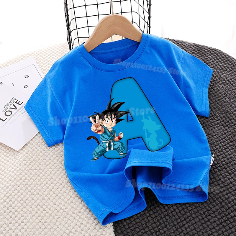 

Dragons Ball Blue T-shirt Cotton Kids Cute Anime Letters Print Game Trend Boy Summer Sport Shortsleeve Streetwear TShirt Clothes