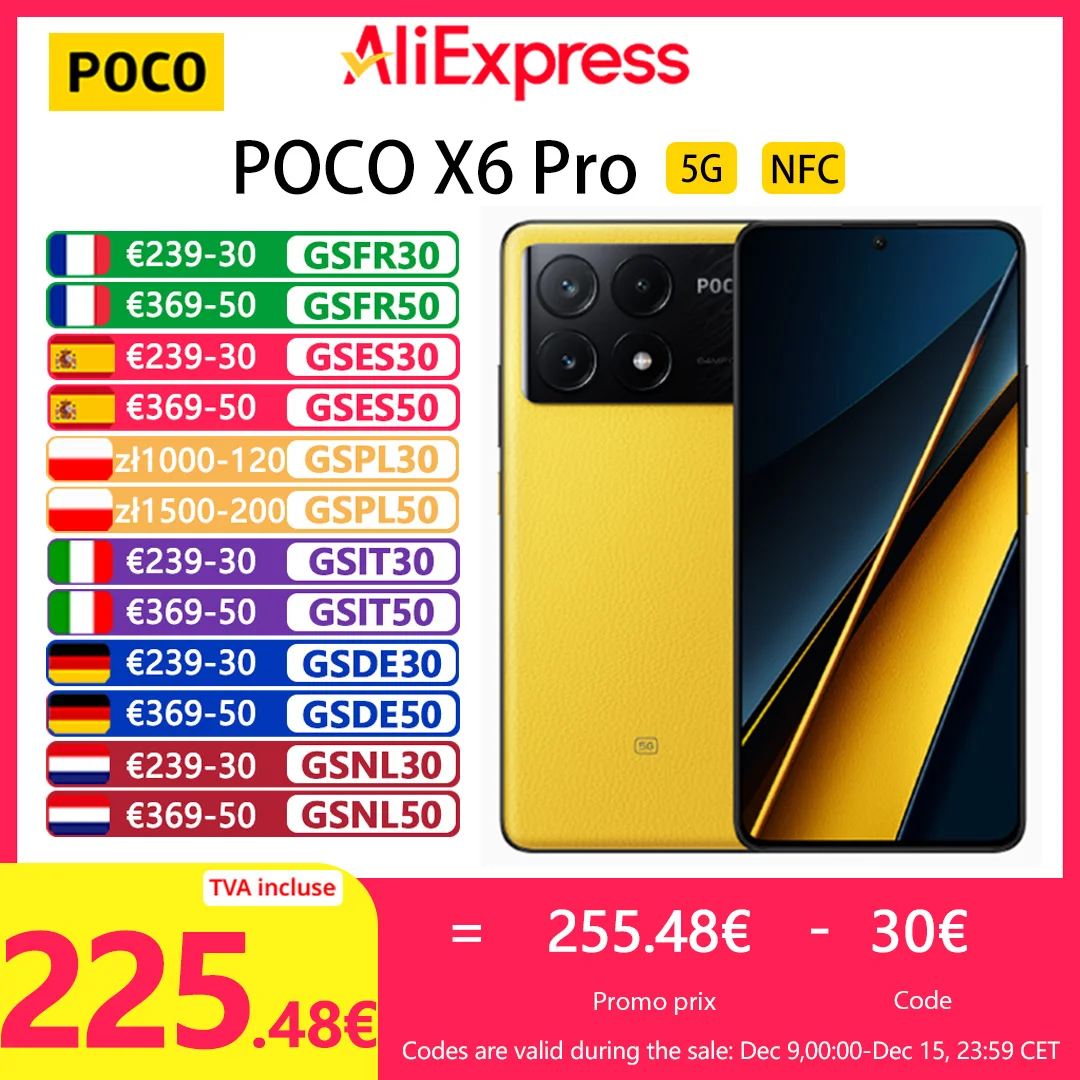 POCO X6 Pro 5G Teléfonos inteligentes, NFC, 120 Hz, cámara triple de 64 MP con OIS , carga de 67 W, 5000 mAh, garantía local, versión global