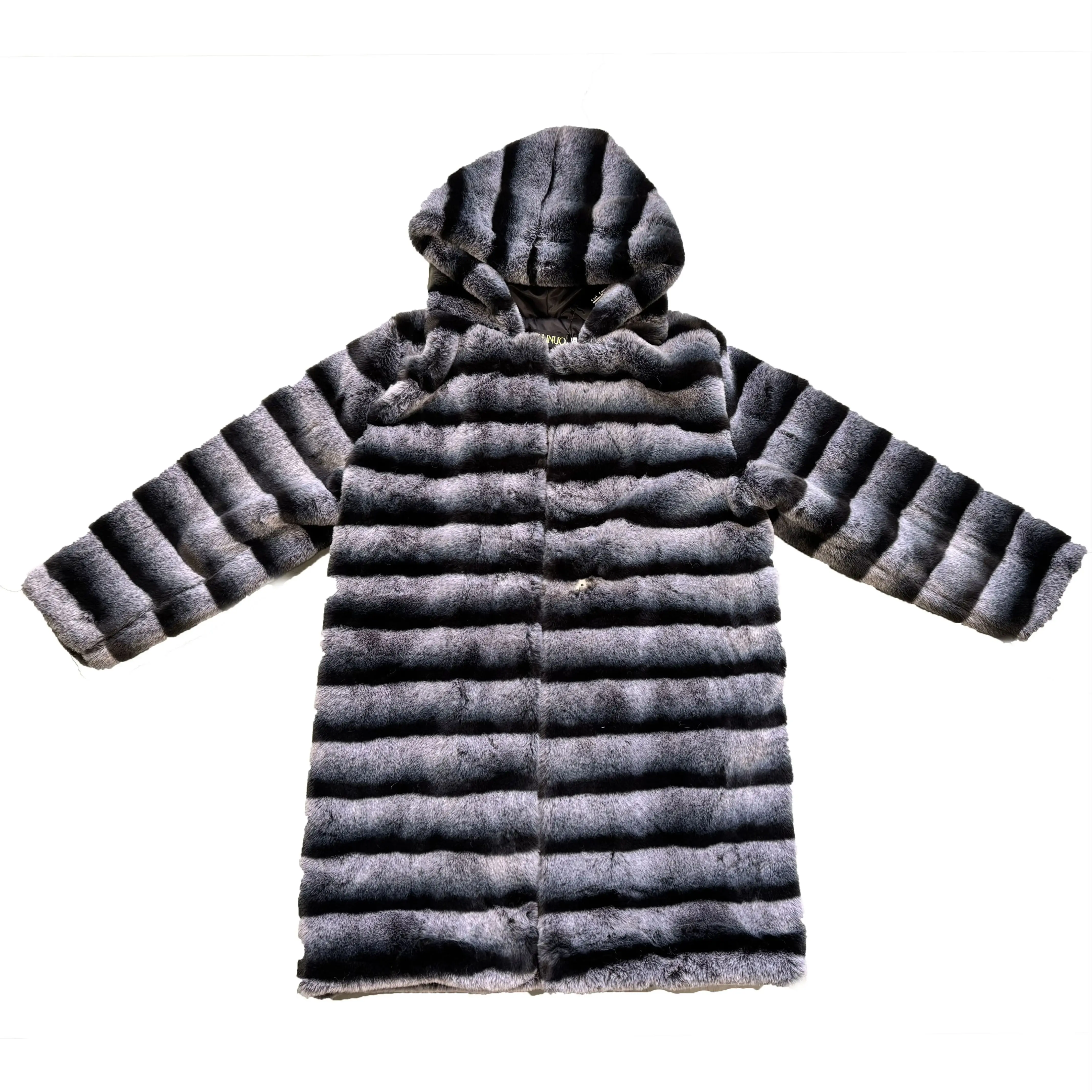 Женская мода Длинное пальто из искусственного меха Женское пальто с длинным рукавом Модное пальто из искусственного норкового меха с лацканами