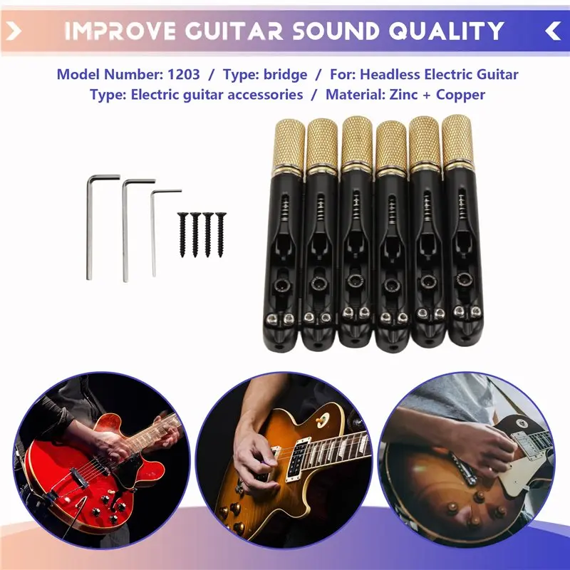 【A69Z】نحاس لأجزاء الجيتار الكهربائي المكونة من 6 أوتار بدون رأس - مكونات جسر الجيتار بدون رأس #2