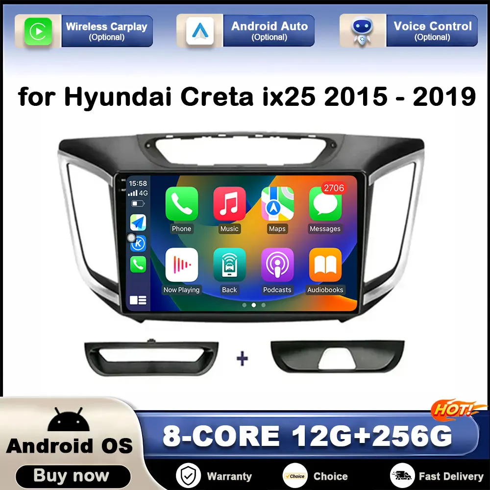 

GPS Navigation Android OS 10 ” Car Multimedia Player for Hyundai Creta ix25 2015 - 2019 Touch Screen DSP Stereo Carplay BT Wifi