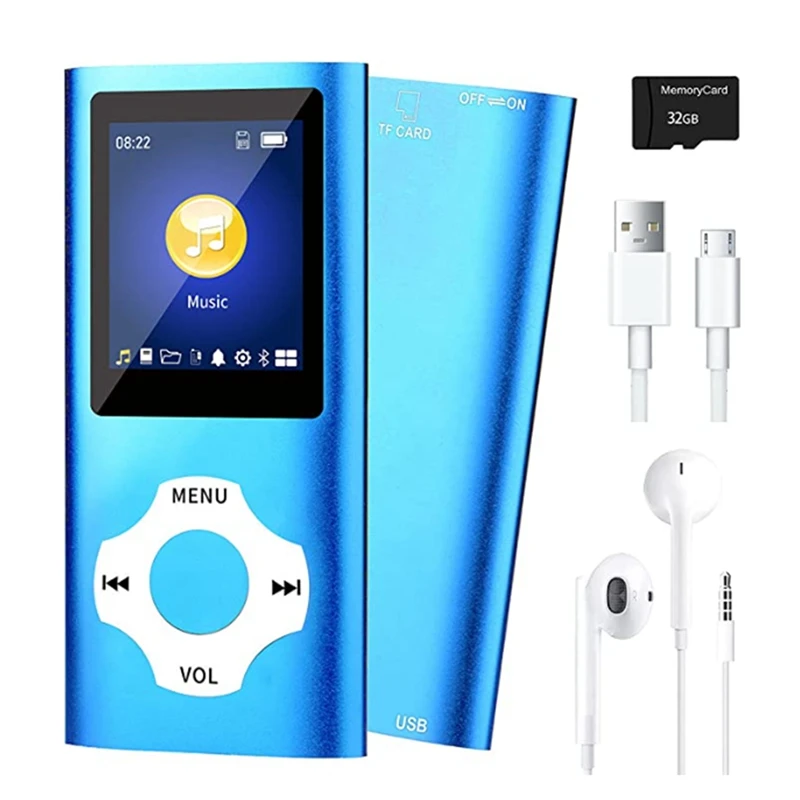 MP3 Music Player With Bluetooth 5.0, Video/Photo Viewer E-Book Player For Kids (Blue)