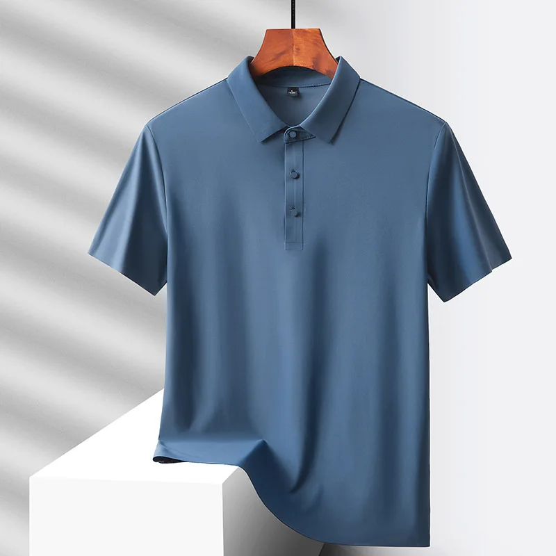 Summer Seamless Ice Silk Short Sleeve T-Shirt Men's Solid Quick-Dry Stretch Top