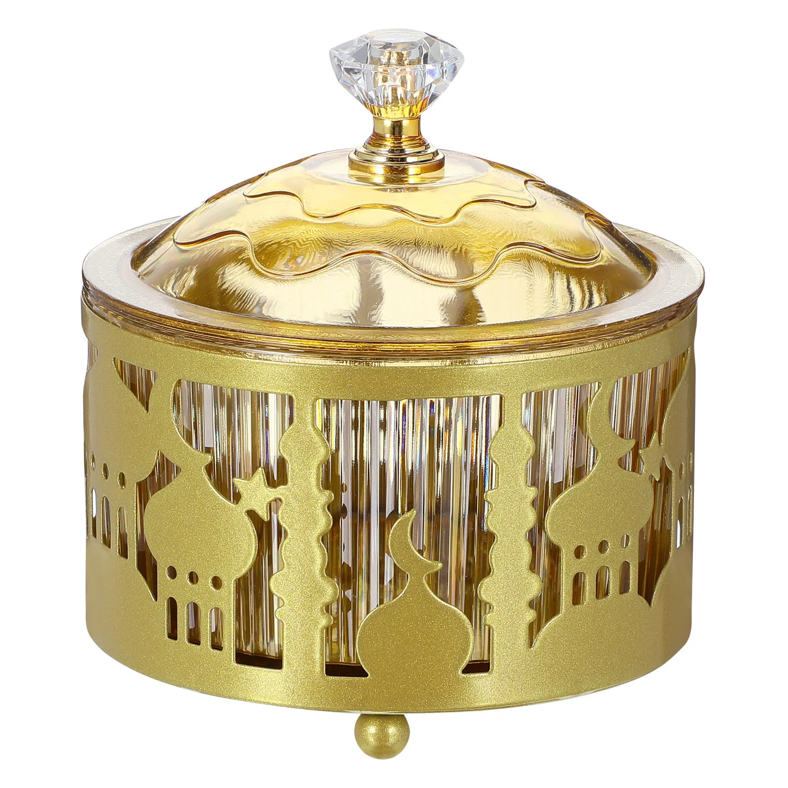 Middle Eastern Arab Eid Candy Snack Tray Gold Metal Plastic Serving Plate for Ramadan Food Dessert Table Decoration