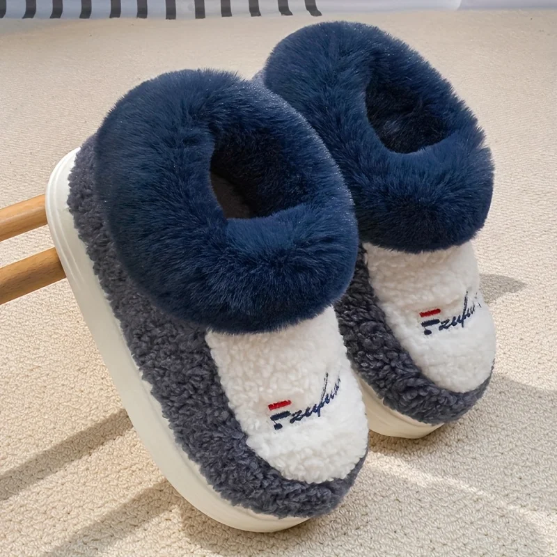 رجل شبشب شتوي كبير الحجم سميكة عدم الانزلاق إيفا وحيد ساخنة الصوف بطانة داخلي في الهواء الطلق استخدام تصميم رباط الحذاء مخطط