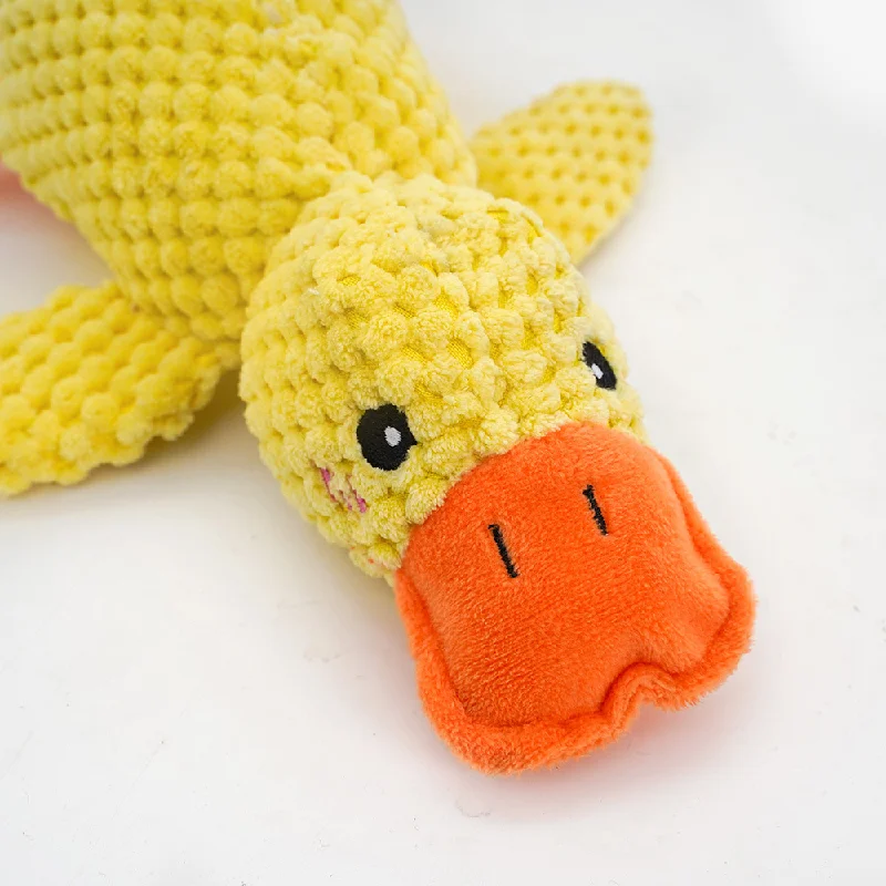 Haustier-Plüschtiere, gelbe Rush-Ente, Hundespielzeug, Plüsch, bissfest, Zahnschleifen, klingende, interaktive Corgi-Haustierprodukte – Detail 7