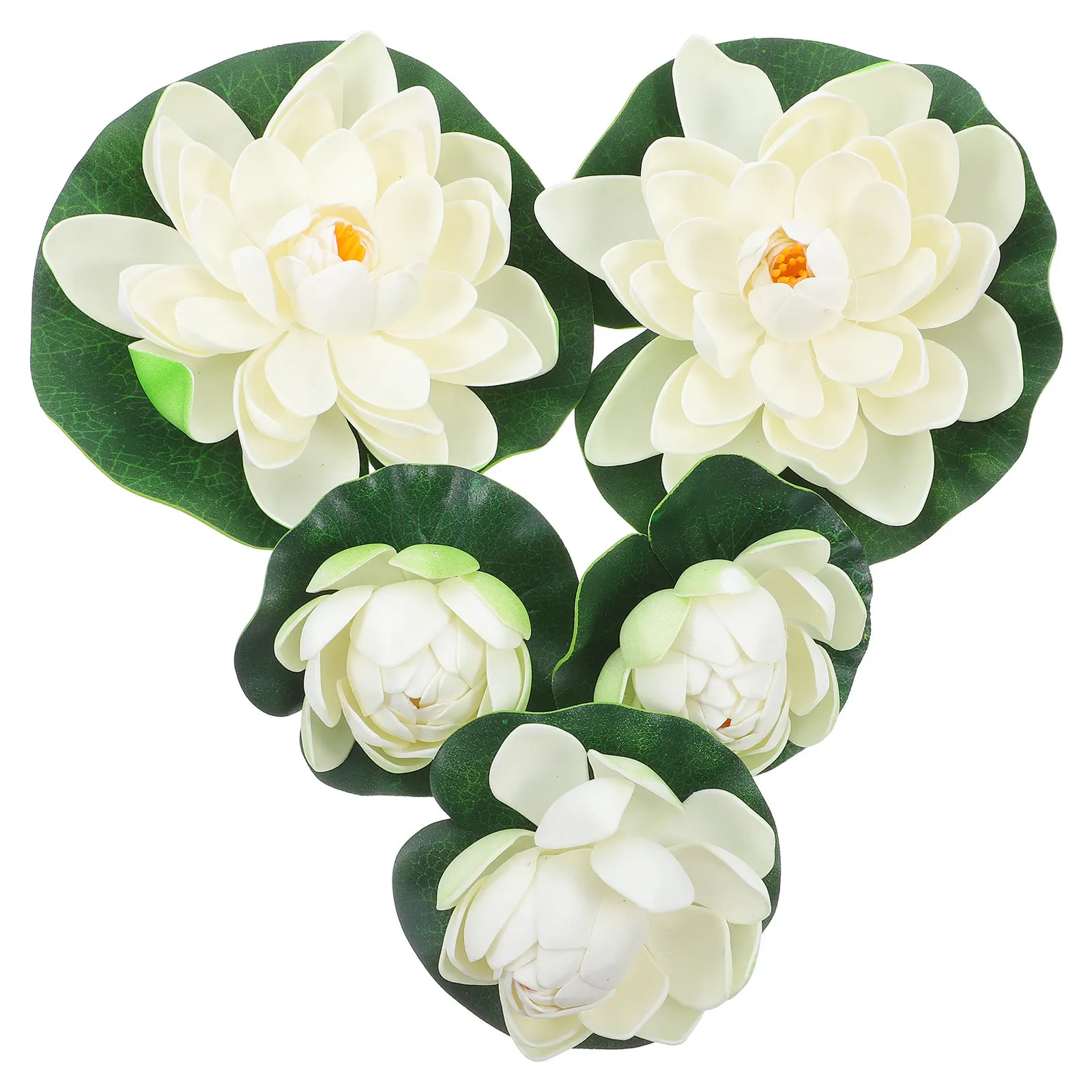 5Pcs Artificial Floating Water Lily Realistic High Simulation Pond Decorations Aquarium Floating Plants Fish Tank Accessories