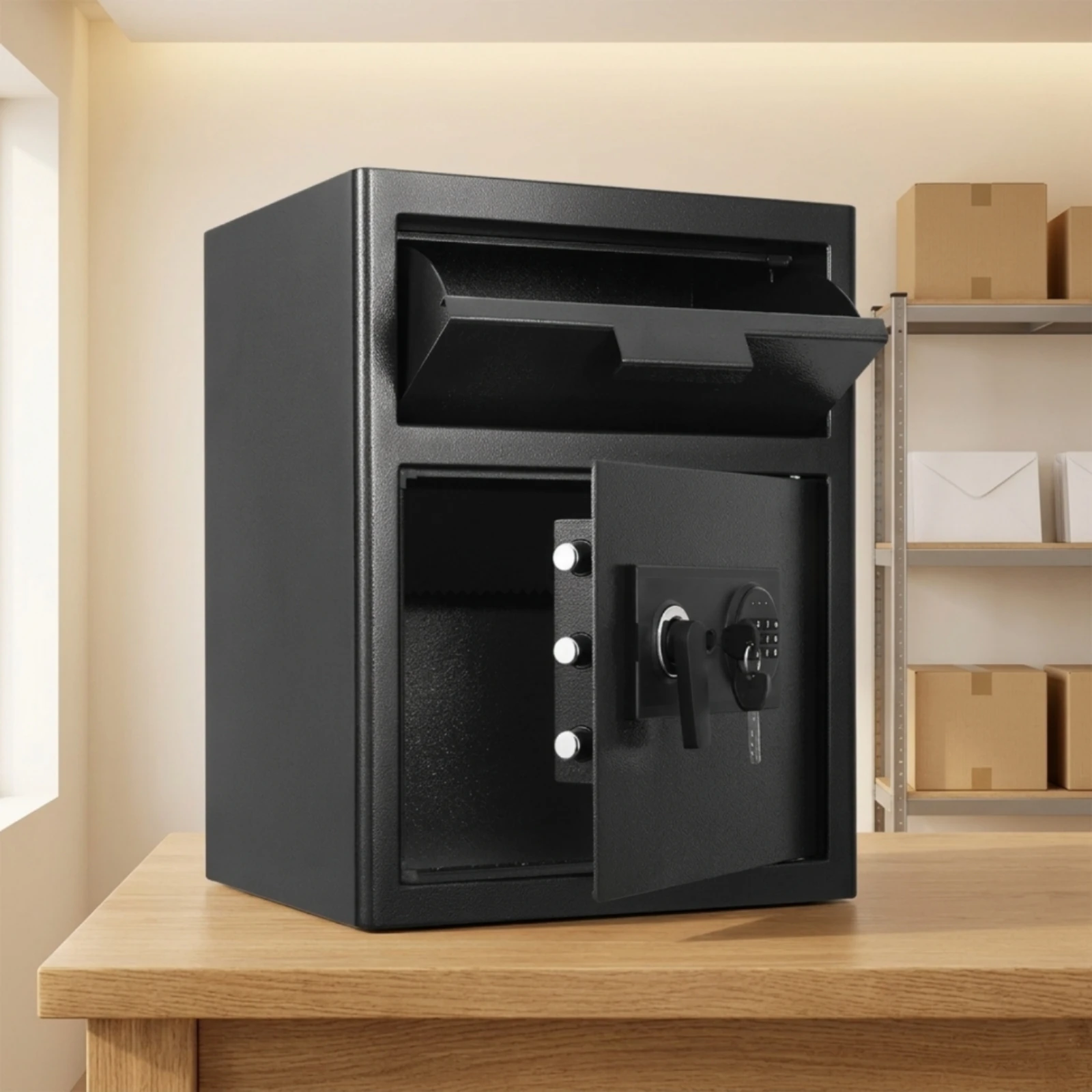 Package Drop Box with Keypad Secure Parcel Drop Box Parcel Safe Heavy-Duty Mailbox Metal for Homeowners, Porch, Doorway