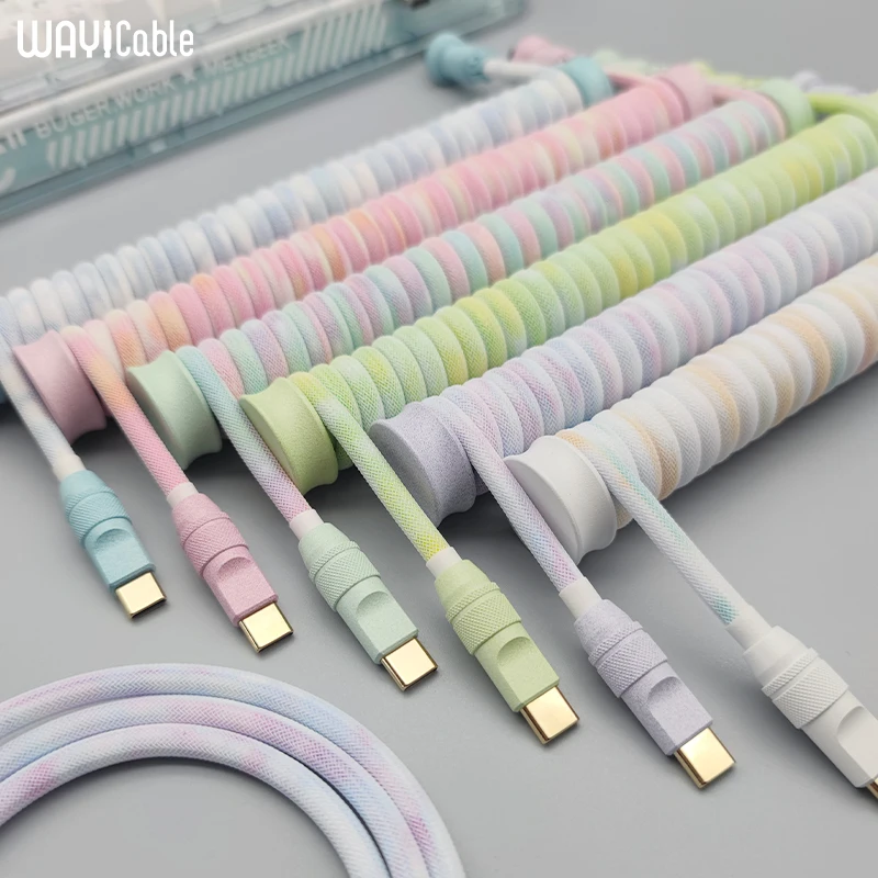 

WAYI Customized Mechanical Keyboard Aviation Plug Cable Color Spring Wire Manual Spiral Wire Typec Keyboard Cable USB Data Cable
