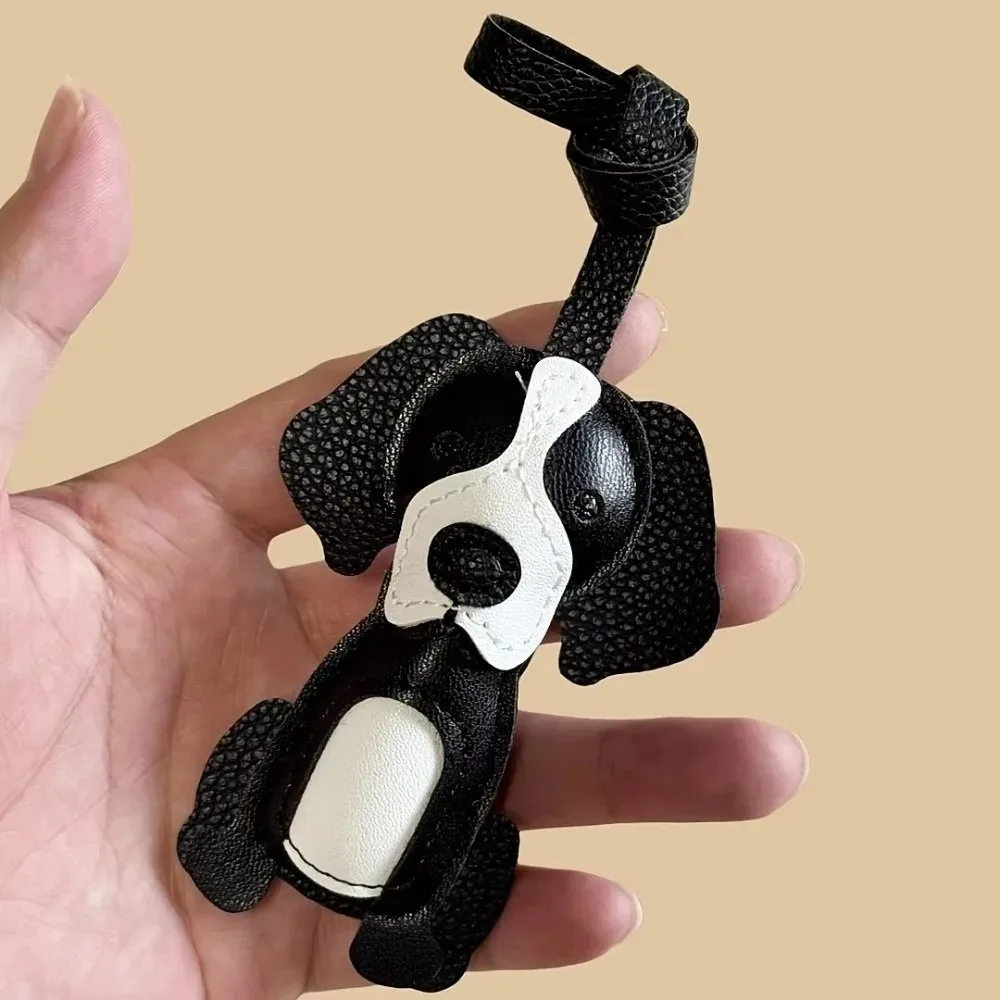 

Cute Hanger Border Collie Leather Pendant Charm DIY Pu Leather Dog Keychain Creative Fashion Bag Pendant Car Accessory