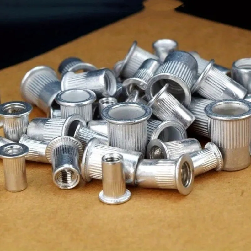 75 pcs M3 Flat Head Rivet Nuts for Industrial Fastening, Secure Threaded Connection, Easy Hammer Installation
