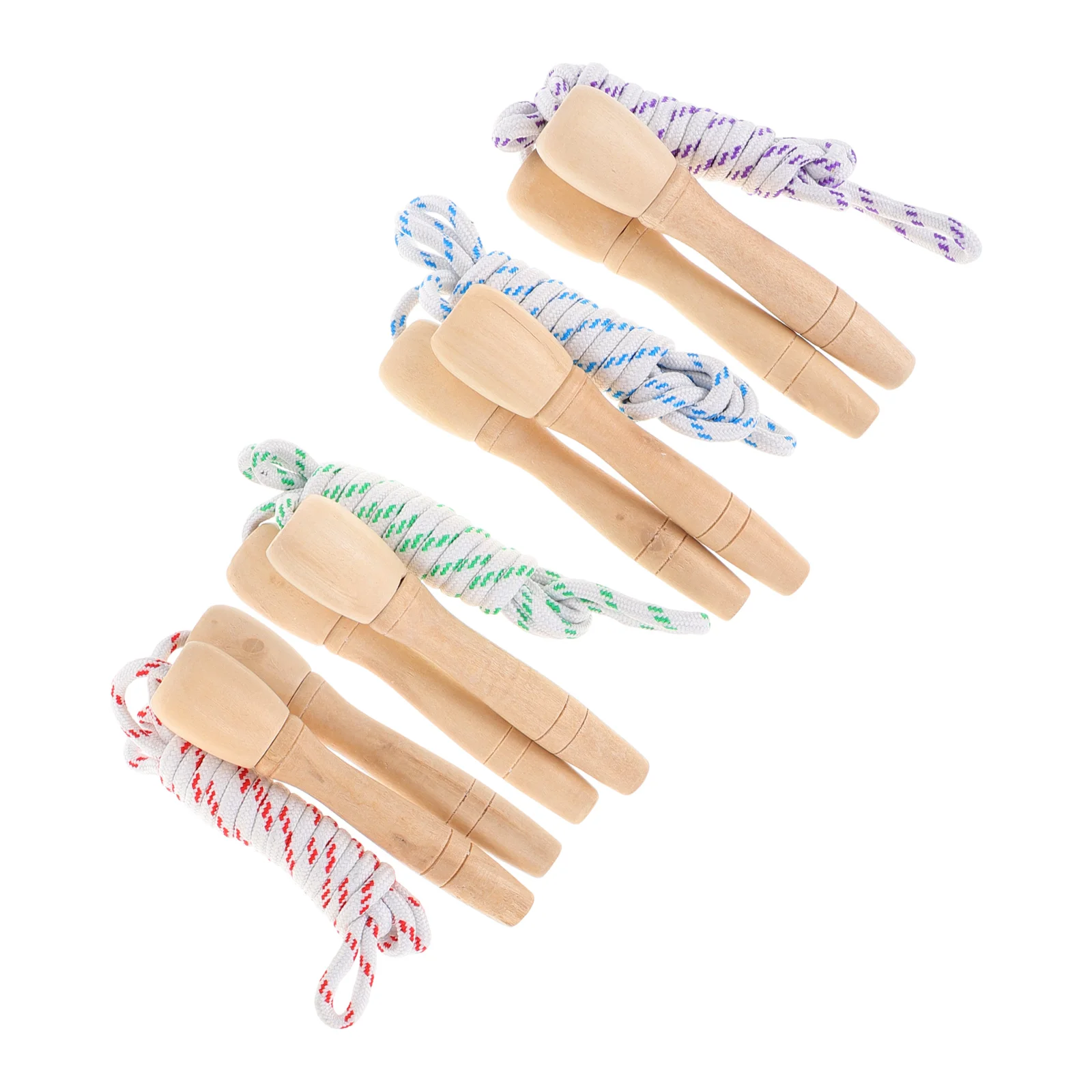 

4pcs Jump Rope for Fitness Students Kids Sports Adjustable Wooden Handle Skipping Rope Portable Storage Home School Party