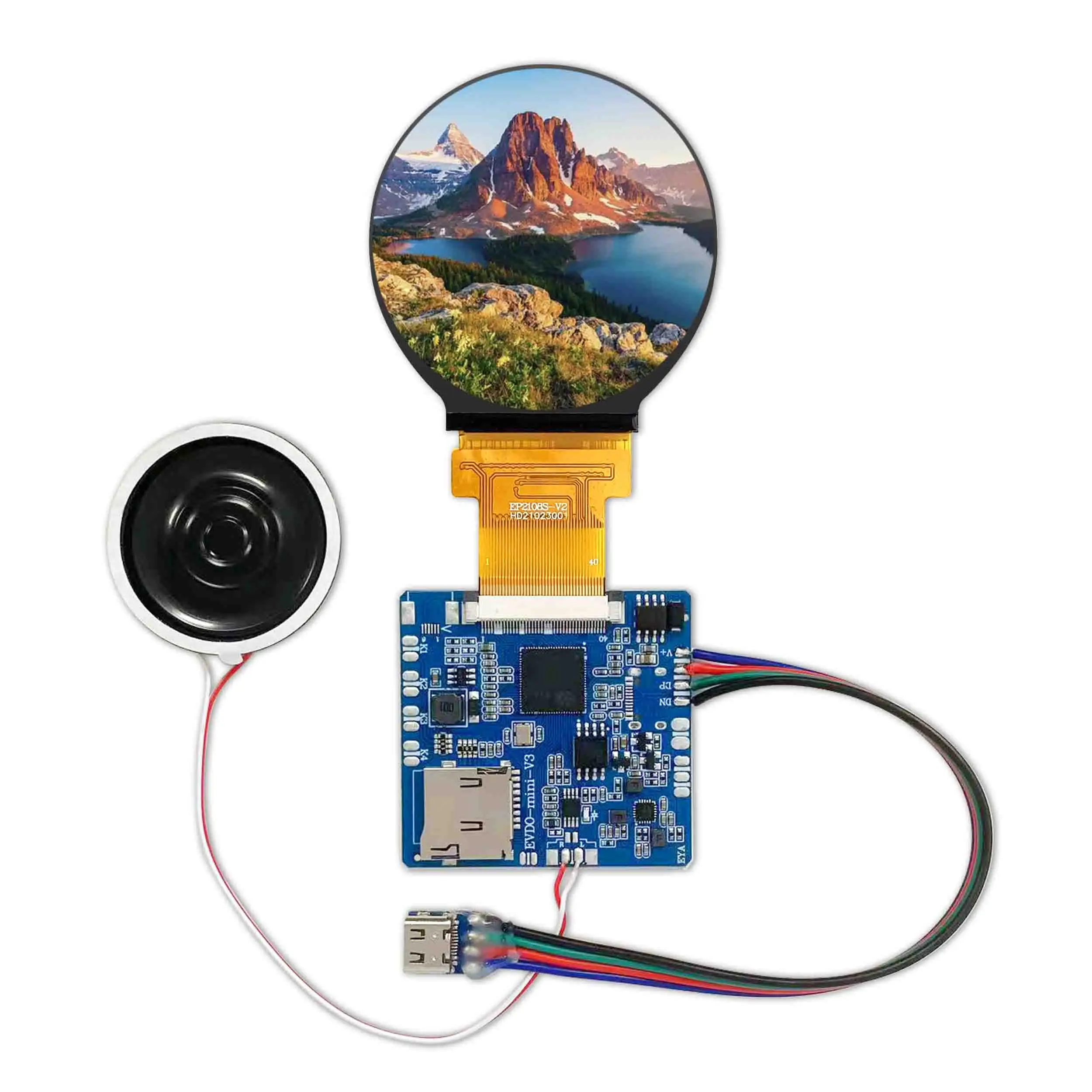 2.1-inch Circular Video Playback Board with Display Screen, RGB Screen, IPS Full View Auxiliary Screen, Computer Monitor AIDA64