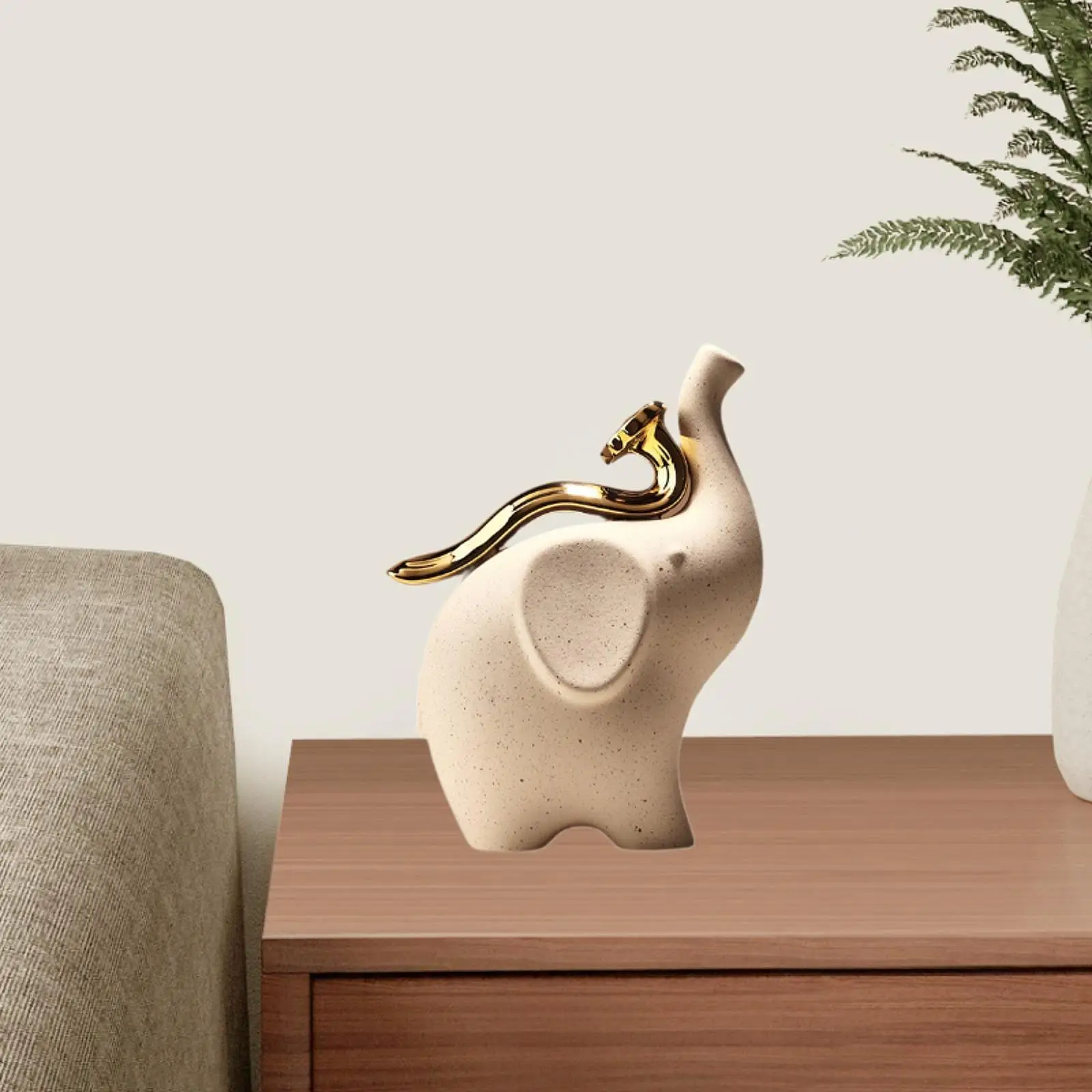 

Pottery Elephant Figurine Craft Modern Creative Multifunction Ornament for Gift Housewarming Countertop Table Centerpiece Shelf