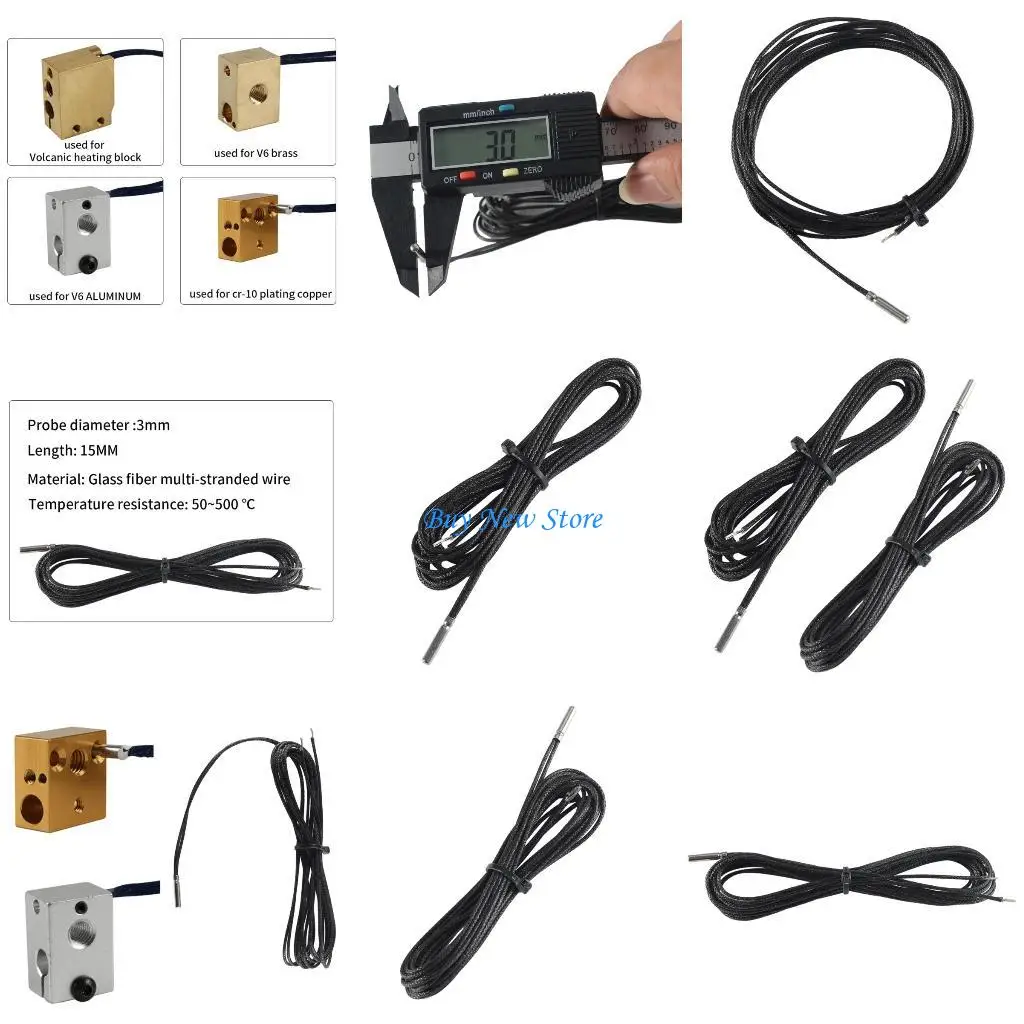 

20CE 3mm Diameter Pt1000 Probe Temperature Measurement 150cm Long Cable Wire Durability &Quality Pt1000 Temperature