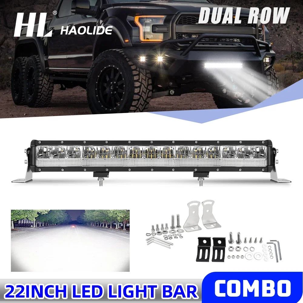 

HAOLIDE 22inch Led Light Bar Driving Work Light 6000k Spot Flood Combo Beam IP68 for Offroad SUV UTV ATV Jeep