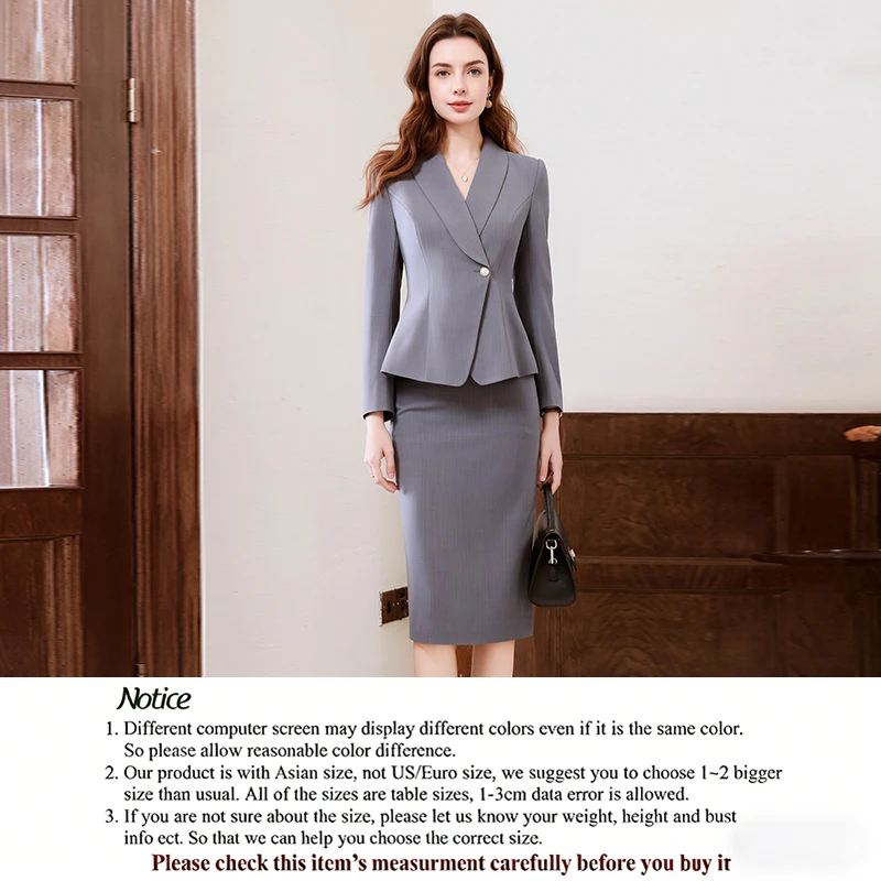 

Deep V One-Button Women's Business Suit & Pants Set, Wrinkle Resistant, Pilling Proof, High Color Fastness