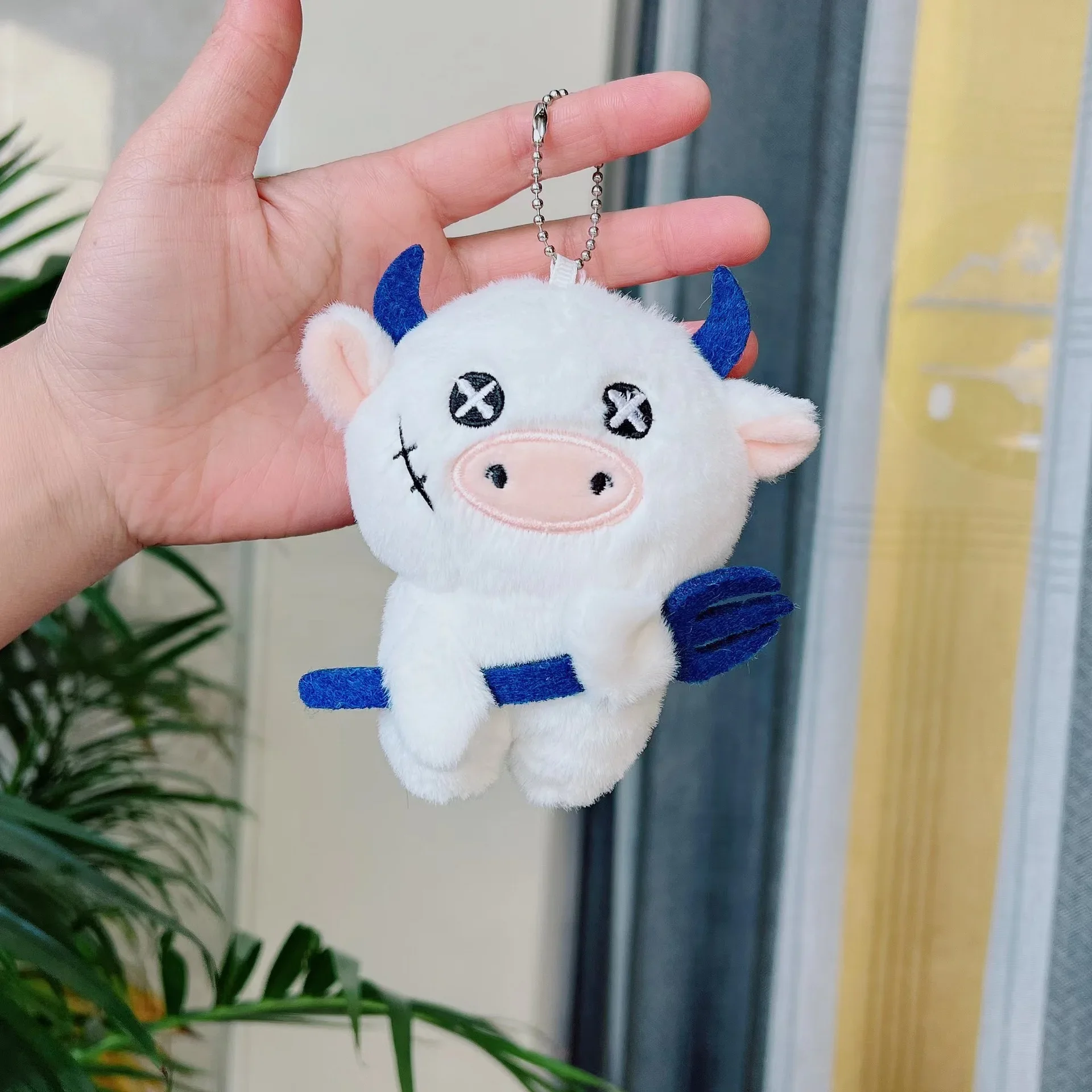 Porte-clés en Peluche de Vache, Beurre Amusant, Pendentif Fourchette de Taureau, Démon, Corne de Taureau, Doux, Beau Cadeau pour Ami