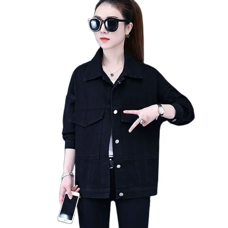 Denim  women's Korean Version Loose  New Spring Top Spring And Autumn Trend Net Red Foreign Style Short Women's Fashion