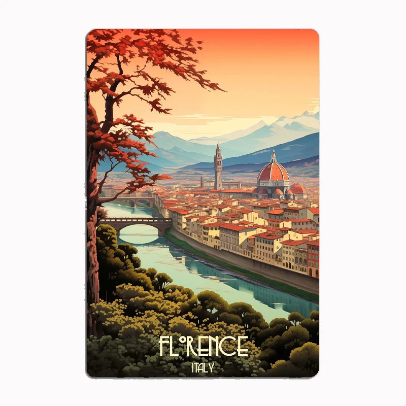 زهرة فلورنسا إيطاليا السفر المشارك علامة معدنية جدار ديكور نادي المرآب غرفة المطبخ ديكور مخصص القصدير خمر ديكور المنزل #2