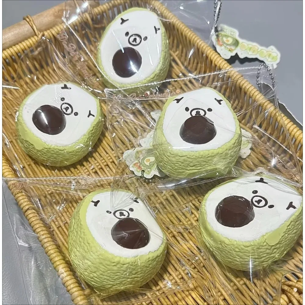 Handmade Premium Avocado Rilakkuma Bear Butter Texture Squeeze Fidget Toy Food Grade Silicone Super Soft Stress Relief view 3