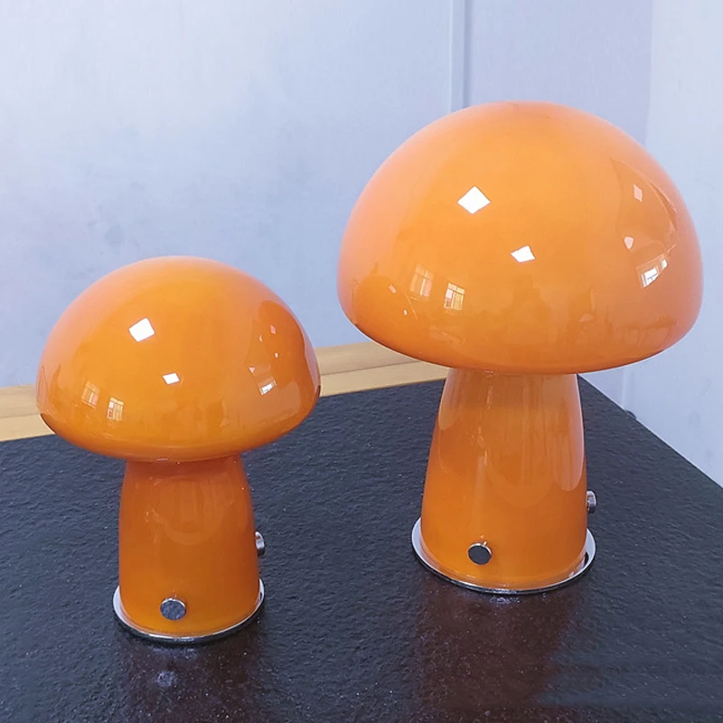 

Bauhaus Style Color Table Lamp Glass Lampshade Mushroom Night Light Touch Control Bedroom Bedside 3 Color Decorative Stand Light