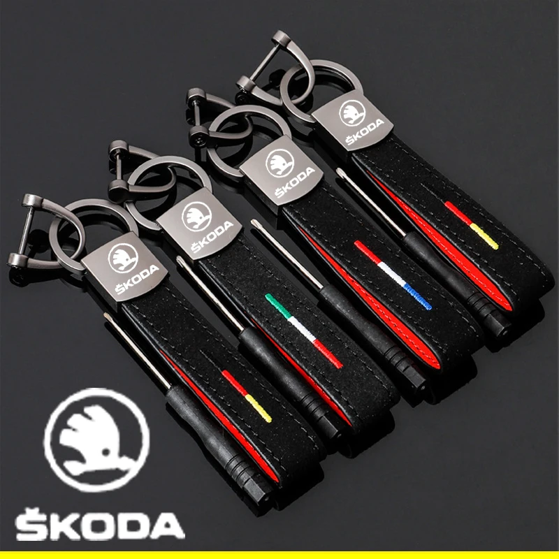 

Suede Car Key Chains Holder for Skoda Kodia Kamiq Karoq Fabia 2 Superb Octavia A7 Tour RS Rapid Felicia Keyring Pendant