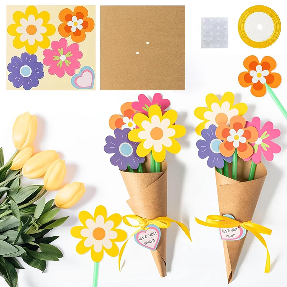 Flower Bouquet Craft Kit DIY Flower Paper Craft Kit Floral Bouquet Making Kit for Mothers Day Thankful Gift