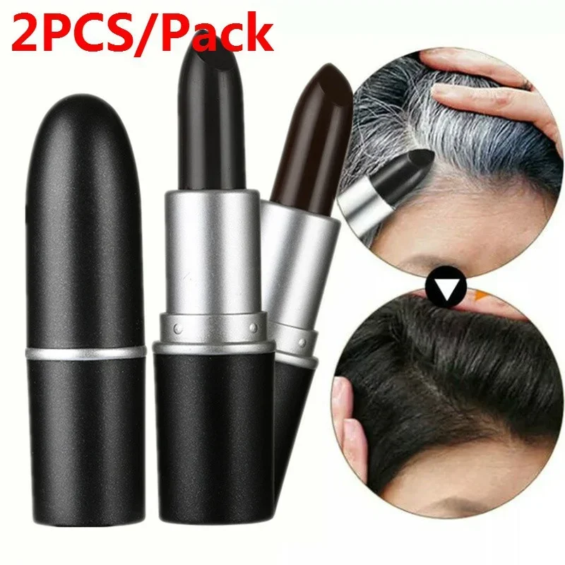 2pcs Hair Color Pen Hair Stick Lasting Fast Temporary Hair Dye To Cover White